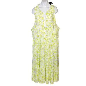 Torrid Midi Wash Gauze Tiered Dress, Floral, Tie Neck, Plus Size, 4X, NWT